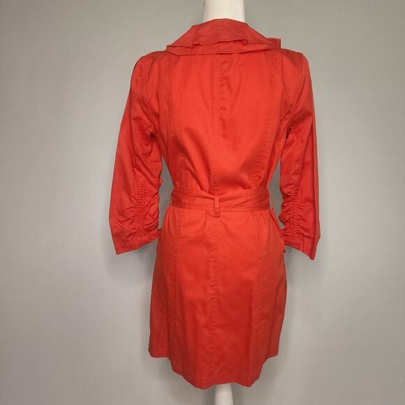 Multiples Orange Red 1/2 Sleeve Trench Coat - Picture 3 of 5